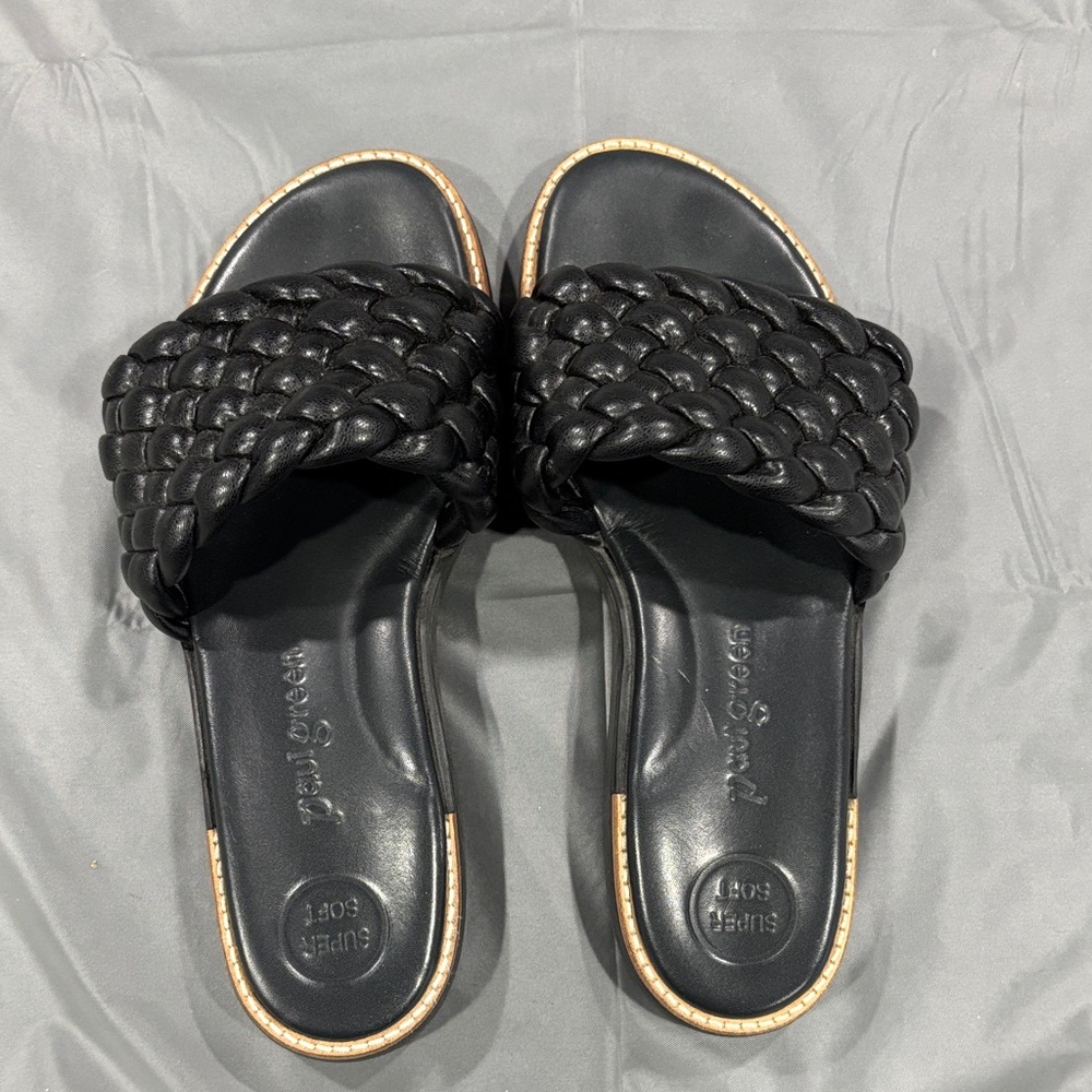 Paul Green Black Braided Slide Sandals